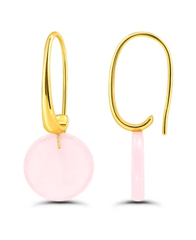 Macy's Genuine Howlite Chrysocolla Tear Drop On Hardwire Fishhook Closure Earrings In Gold,rose Quartz