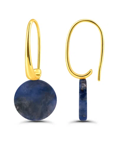 Macy's Genuine Howlite Chrysocolla Tear Drop On Hardwire Fishhook Closure Earrings In Gold,sodalite