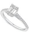 Macy's Gia Certified Diamond Emerald-cut Engagement Ring (1-1/4 Ct. T.w.) In 14k White Gold In White Gold