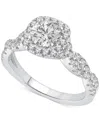 Macy's Gia Certified Diamond Halo Engagement Ring (1 Ct. T.w.) In 14k White Gold In White Gold