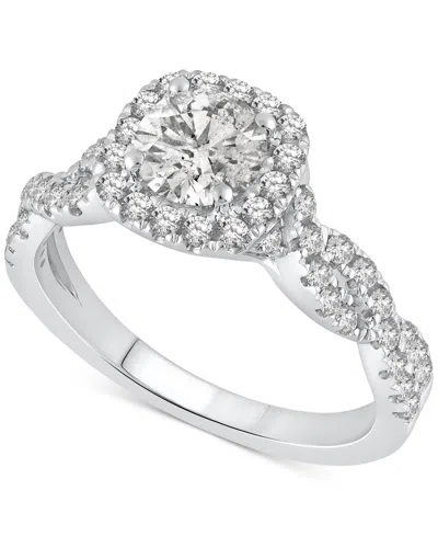 Macy's Gia Certified Diamond Halo Engagement Ring (1 Ct. T.w.) In 14k White Gold