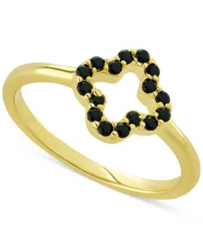 Macy's Giani Bernini Simulated Black Spinel Clover Jewelry Collection In 18k Gold Plated Sterling Silver