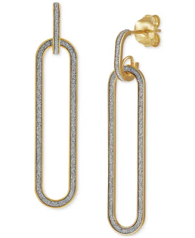 Macy's Glitter Paperclip Doorknocker Drop Earrings In 10k Gold, Created For  In Yellow Gold