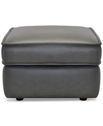 Macy's Glympton 26" Leather Ottoman, Exclusively At  In Gray