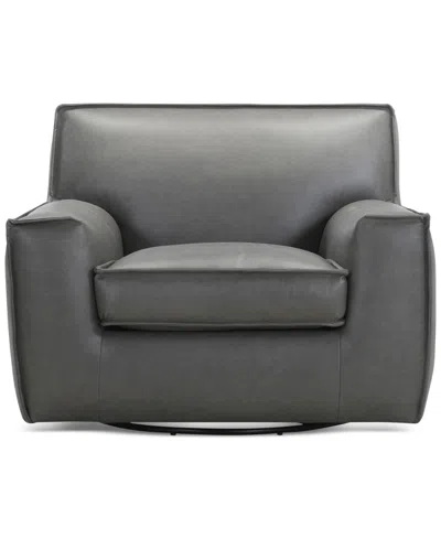 Macy's Glympton 44" Leather Swivel Chair, Exclusively At  In Gray
