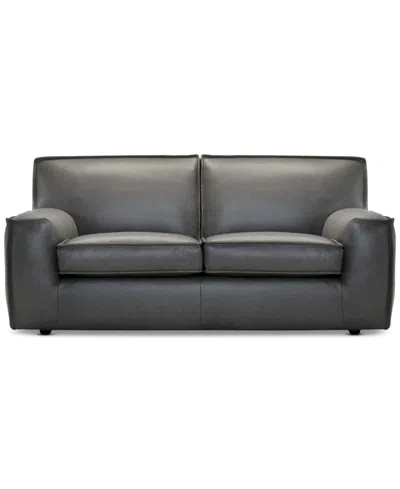 Macy's Glympton 73" Leather Loveseat, Exclusively At  In Gray