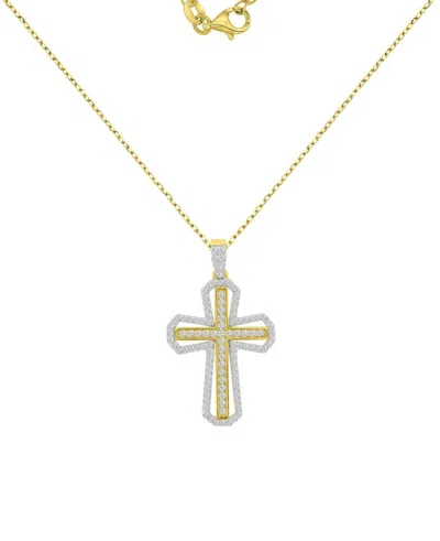 Macy's Gold And Silver-plated Two-tone Cross Necklace