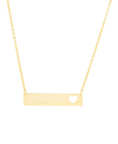 Macy's Gold Plated Bar With Cut Out Heart Necklace In Gold-plated