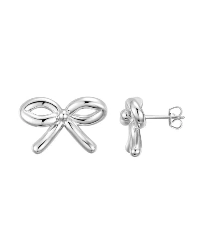Macy's Gold-plated Bow Stud Earrings In Silver