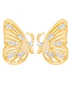 Macy's Gold Plated Cubic Zirconia Butterfly Stud Earrings In Gold-plated
