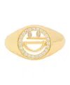 Macy's Gold Plated Cubic Zirconia Smiley Face Ring In Gold-plated