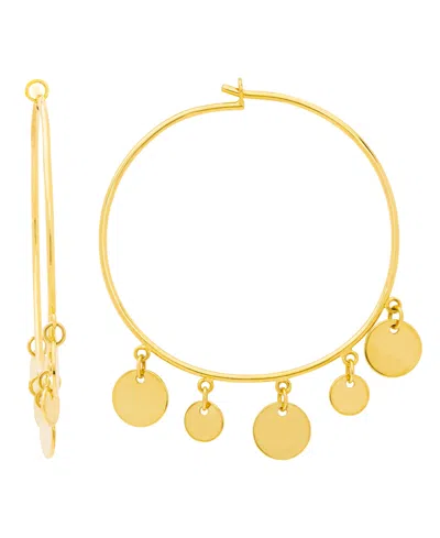 Macy's Gold Plated Dangling Discs Hoop Earrings In Gold-plated