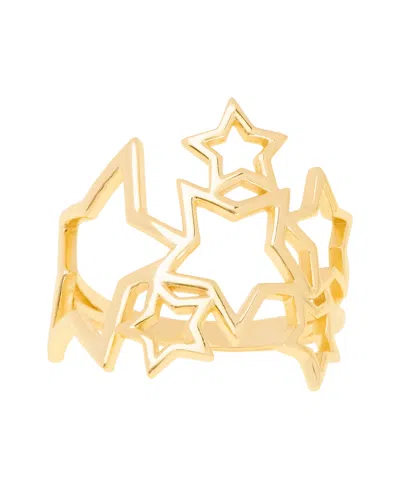 Macy's Gold Plated Open Design Stars Cluster Ring In Gold-plated