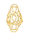 Macy's Gold Plated Shiny Polished Swirl Oval Open Design Ring In Gold-plated