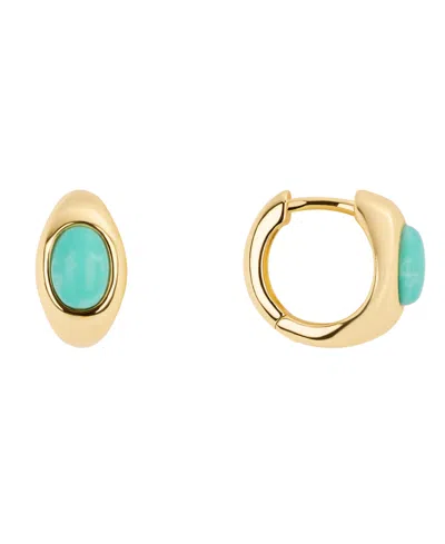 Macy's Gold-plated 13mm Howlite Turquoise, Simulated Moonstone Huggie Hoop Earrings