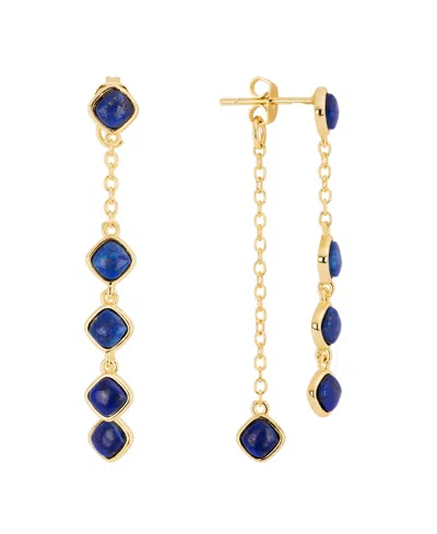 Macy's Gold-plated Genuine Lapis Howlite Turquoise Front And Back Drop Earrings In Gold,blue