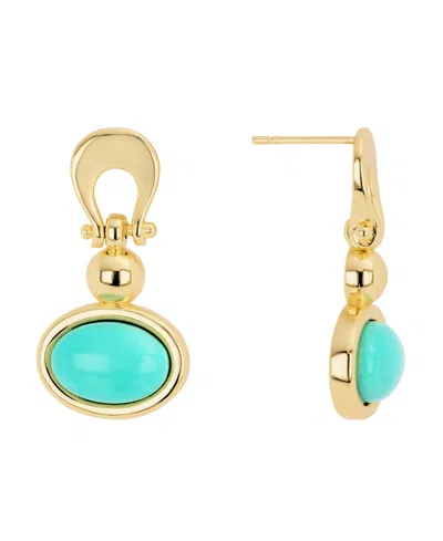 Macy's Gold-plated Howlite Turquoise Oval Drop Earrings