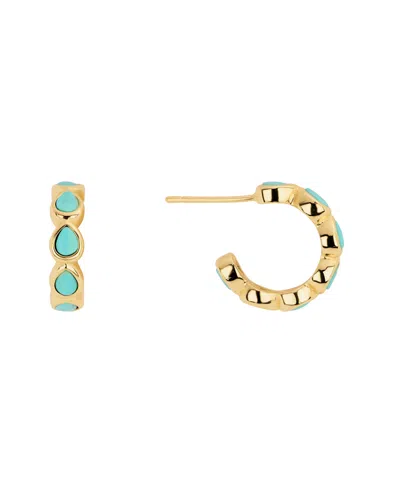Macy's Gold-plated Howlite Turquoise Pear Hoop Earrings
