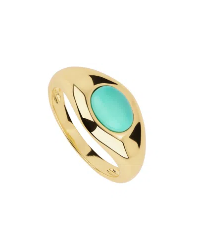 Macy's Gold-plated Howlite Turquoise, Simulated Moonstone Oval Dome Ring