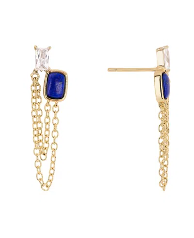 Macy's Gold-plated Lapis Howlite Simulated Cubic Zirconia Chain Drop Earrings