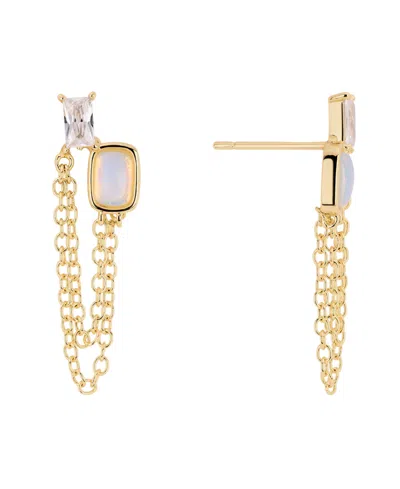 Macy's Gold-plated Lapis Howlite Simulated Cubic Zirconia Chain Drop Earrings