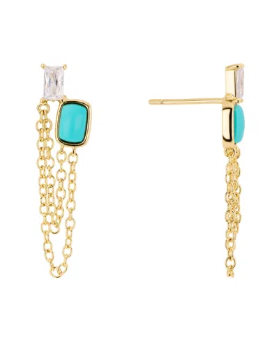 Macy's Gold-plated Lapis Howlite Simulated With Cubic Zirconia Chain Drop Earrings