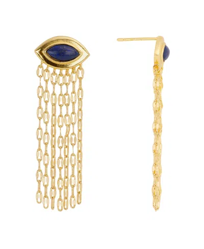 Macy's Gold-plated Lapis Marquis Waterfall Drop Earrings In Gold,blue