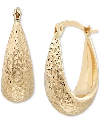 Macy's Graduated Textured Chunky Oval Hoop Earrings In 14k Gold, Created For