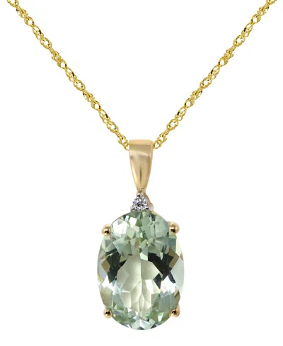 Macy's Green Amethyst (4-1/2 Ct. T.w.) & Diamond Accent Pendant Necklace In 14k Yellow Gold