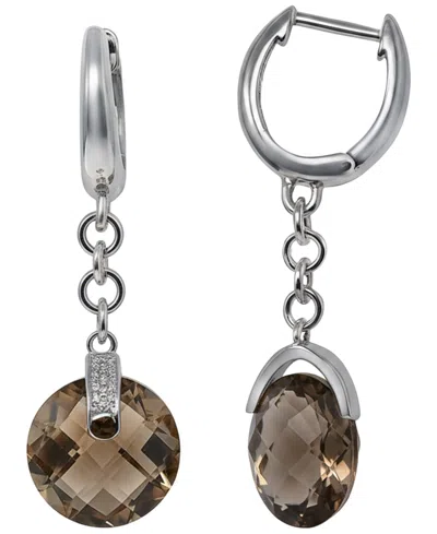 Macy's Green Amethyst (8 Ct. T.w.) & Diamond Accent Earrings In Sterling Silver In Brown