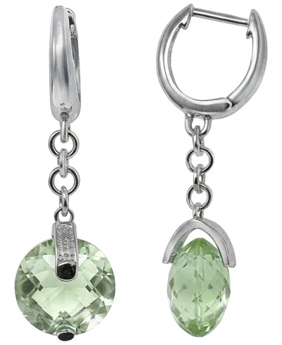 Macy's Green Amethyst (8 Ct. T.w.) & Diamond Accent Earrings In Sterling Silver