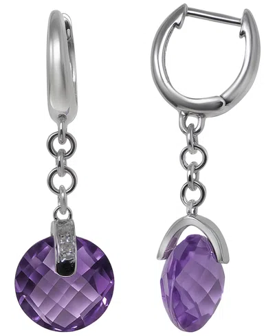 Macy's Green Amethyst (8 Ct. T.w.) & Diamond Accent Earrings In Sterling Silver In Purple