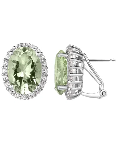 Macy's Green Amethyst (9 Ct. T.w.) & White Topaz (1/2 Ct. T.w.) Earrings In Sterling Silver