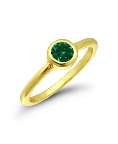 Macy's Green Cubic Zirconia Round Bezel-setting Ring In Gold