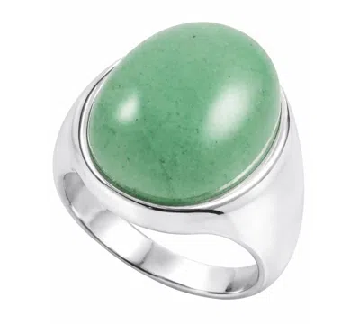 Macy's Green Jade (18 X 14mm) Ring In Sterling Silver