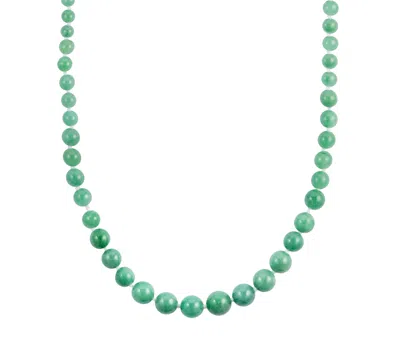 Macy's Green Jade (6-10mm) Graduated Necklace In Sterling Silver In Gray