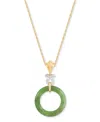 Macy's Green Jade & Diamond Accent Pendant Necklace In 14k Gold Over Sterling Silver, 16" + 2" Extender In 14k Yellow Gold Over Sterling Silver