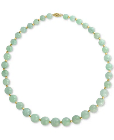 Macy's Green Jade & Polished Bead Graduated 18" Collar Necklace In 14k Gold