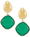 Macy's Green Onyx Square Drop Earrings In 24k Gold-plated Sterling Silver (also In Black Onyx)