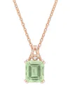 MACY'S GREEN QUARTZ (5-1/2 CT. T.W.) & WHITE TOPAZ ACCENT 18" PENDANT NECKLACE IN ROSE-PLATED STERLING SILV