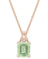 Macy's Green Quartz (5-1/2 Ct. T.w.) & White Topaz Accent 18" Pendant Necklace In Rose-plated Sterling Silv In Green Quartz