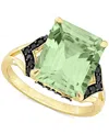 Macy's Green Quartz (5-1/3 Ct. T.w.) & Black Sapphire (3/8 Ct. T.w.) Statement Ring In 18k Gold Flash-plate In Green Quartz