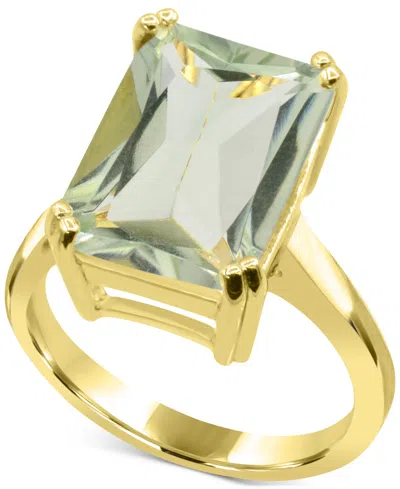 Macy's Green Quartz Emerald-cut Statement Ring (6-7/8 Ct. T.w.) In 14k Gold-plated Sterling Silver (also In