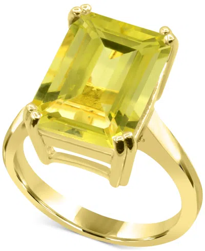 Macy's Green Quartz Emerald-cut Statement Ring (6-7/8 Ct. T.w.) In 14k Gold-plated Sterling Silver (also In In Lime Quartz