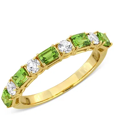 Macy's Green Sapphire (1-1/5 Ct. T.w.) & White Sapphire (3/8 Ct. T.w.) Band In 14k Gold In Multi