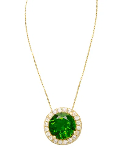 Macy's Green Spinel (1 Ct. T.w.) & Lab-grown White Sapphire (1-1/6 Ct. T.w.) Halo 18" Pendant Necklace In 1