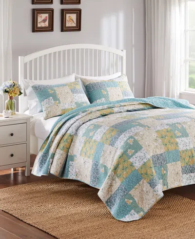 Macy's Evangeline Modern Floral Reversible 2-pc. Quilt Set, Twin/twin Xl In Mist
