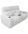 Macy's Greymel 74" Zero Gravity Fabric Loveseat With Console And Power Headrests, Created For  In Dove