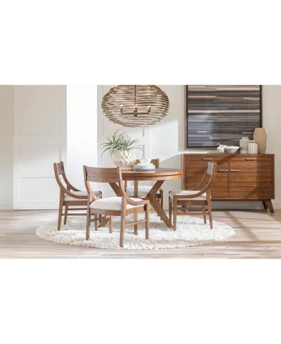 Macy's Greystone Ii 5-pc. Dining Set (round Table & 4 Chairs) In Brown