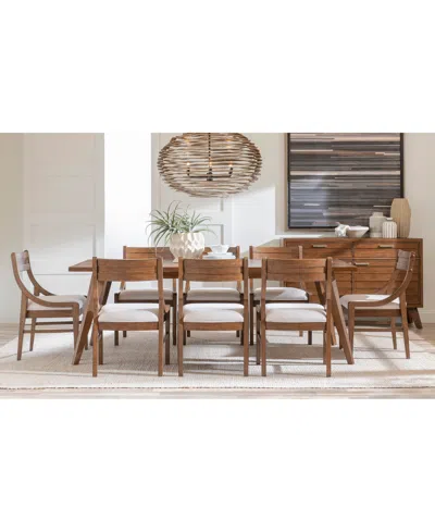 Macy's Greystone Ii 9-pc. Dining Set (rectangular Table & 8 Side Chairs) In Brown
